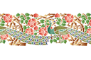 Pochoirs avec jardin et roses sauvages - Paons dans les cynorrhodons