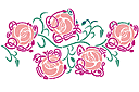 Pochoirs avec jardin et roses sauvages - Bordure de roses