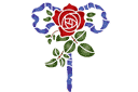 Pochoirs avec jardin et roses sauvages - Rose et ruban