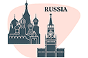 Pochoirs avec des points de repère et des bâtiments - Russie