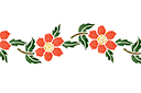 Pochoirs avec jardin et fleurs sauvages - Bordure d'églantier 007