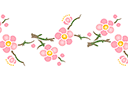 Pochoirs de style oriental - Bordure de sakura 101