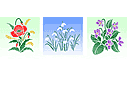 Pochoirs avec jardin et fleurs sauvages - Coquelicot, perce-neige, bleuet