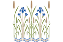 Pochoirs pour bordures avec plantes - Iris et roseaux
