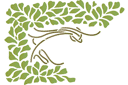 Pochoirs avec feuilles et branches - Demi-carré vert