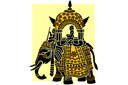 Pochoirs avec motifs indiens - Éléphant avec une tour