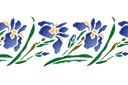 Pochoirs avec jardin et fleurs sauvages - Bordure d'iris oriental