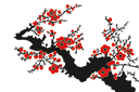 Pochoirs de style oriental - Sakura sombre