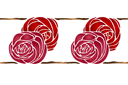 Pochoirs avec jardin et roses sauvages - Bordure de deux roses