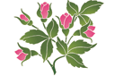Pochoirs avec jardin et fleurs sauvages - Motif rose