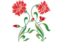 Pochoirs avec jardin et fleurs sauvages - Oeillets rouges