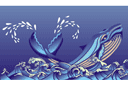 Bordures avec des motifs marins - Baleine et tempête
