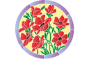 Pochoirs avec jardin et fleurs sauvages - Coquelicots en cercle