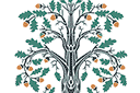 Pochoirs avec arbres et buissons - Chêne Art Nouveau