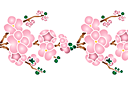 Pochoirs pour bordures avec plantes - Branche de sakura en fleurs A