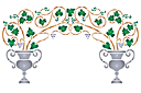 Pochoirs avec jardin et fleurs sauvages - Arche de vases avec houblon frisé