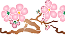 Pochoirs avec jardin et fleurs sauvages - Branche de Sakura avec fleurs B