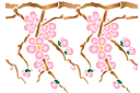 Pochoirs pour bordures avec plantes - Branche de cerisier au printemps B