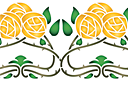 Pochoirs pour bordures avec plantes - Roses jaunes Art Nouveau B