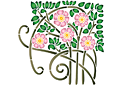 Pochoirs avec jardin et roses sauvages - Rose fleurie Art Nouveau