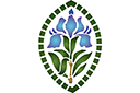 Pochoirs avec jardin et fleurs sauvages - Iris dans un ovale