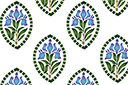 Pochoirs avec jardin et fleurs sauvages - Iris dans un ovale - papier peint