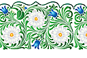 Pochoirs pour bordures avec plantes - Large bordure de marguerites et de clochettes