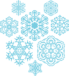 Huit flocons de neige - pochoir pour la décoration