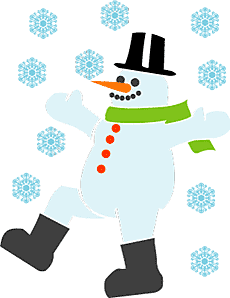 Bonhomme de neige qui marche - pochoir pour la décoration