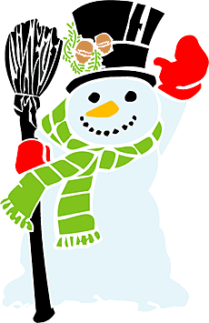 Bonhomme de neige avec salutations - pochoir pour la décoration