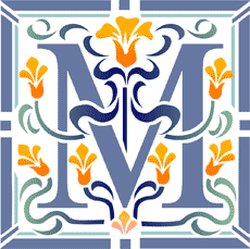 Lettre initiale M - pochoir pour la décoration