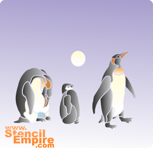 Famille de pingouins - pochoir pour la décoration