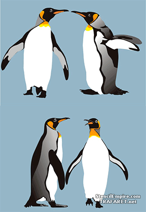 Quatre pingouins - pochoir pour la décoration
