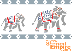 Éléphants indiens - pochoir pour la décoration