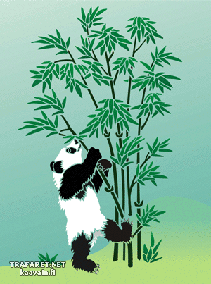 Panda et bambou 2 (Pochoirs avec feuilles et branches)