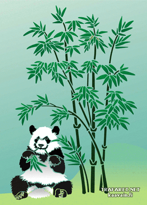 Panda et bambou 3 (Pochoirs avec feuilles et branches)