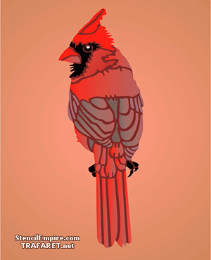 Cardinal rouge 1 - pochoir pour la décoration