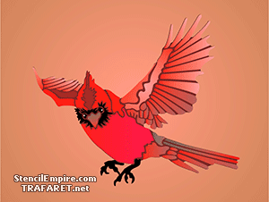 Cardinal rouge 2 - pochoir pour la décoration