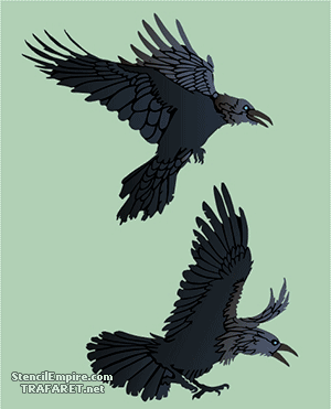 Une paire de corbeaux - pochoir pour la décoration
