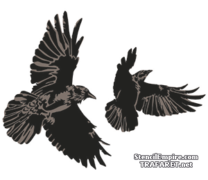 Deux corbeaux - pochoir pour la décoration