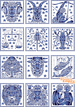 Horoscope Art Nouveau - pochoir pour la décoration