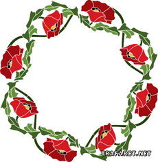 Cercle de coquelicots - pochoir pour la décoration