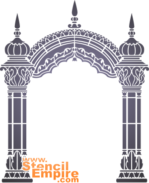 Arches indiens (Pochoirs avec des points de repère et des bâtiments)