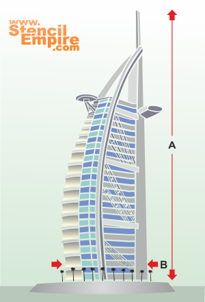 Burj-al-Arab (Pochoirs avec des points de repère et des bâtiments)