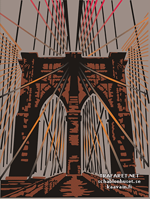 Le pont de Brooklyn (Pochoirs avec des points de repère et des bâtiments)