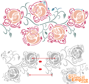 Bordure de roses - pochoir pour la décoration