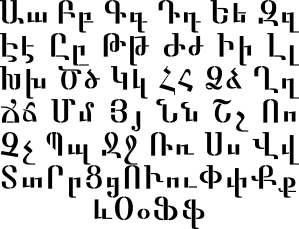 Alphabet arménien - pochoir pour la décoration