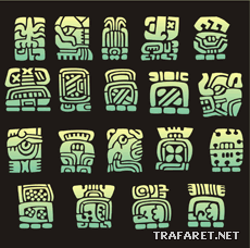 Hiéroglyphes mayas - pochoir pour la décoration