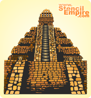 Temple des Aztèques - pochoir pour la décoration