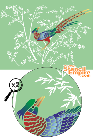 Faisan sur les branches - pochoir pour la décoration